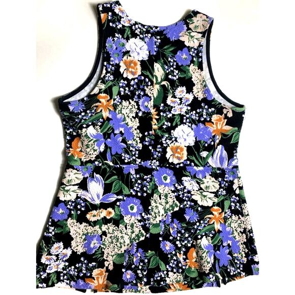 Anthropologie Maeve Floral Print Peplum Side Buttons Sleeveless Vest Tunic Top M - Picture 3 of 9